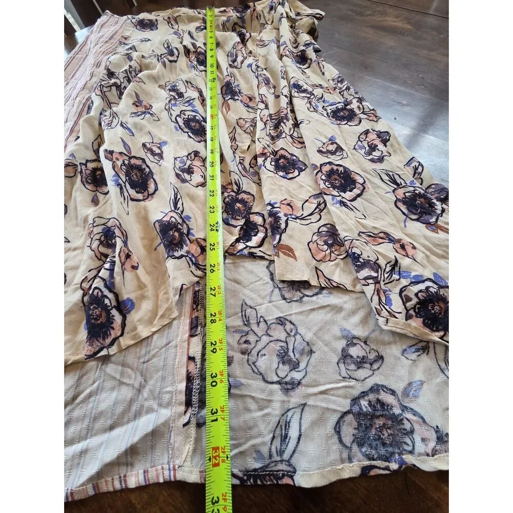 Crimson Grace Floral Wrap Midi Skirt Tie Waist Boho Cottagecore Size Medium